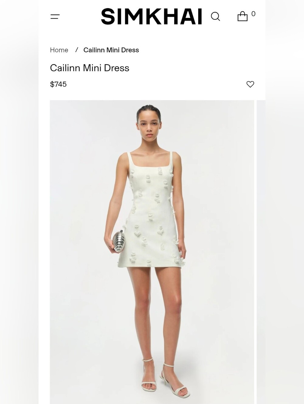Simkhai Cailinn Mini Dress In White, Size 12